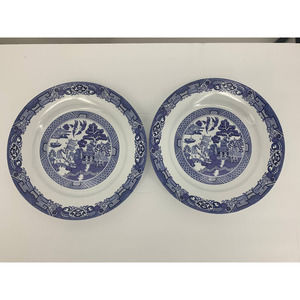 Vintage Set of 2 Royal Cuthbertson Classic Blue Willow 11" China Plate Dish